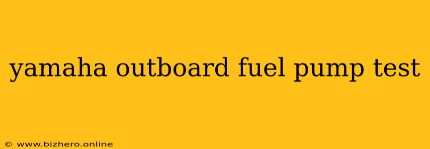yamaha outboard fuel pump test